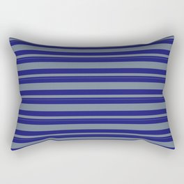 [ Thumbnail: Midnight Blue & Slate Gray Colored Lined Pattern Rectangular Pillow ]