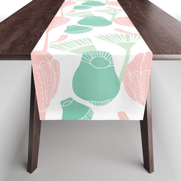 Botanical Australian Print with Protea, Wattle and Gumnut Table Runner