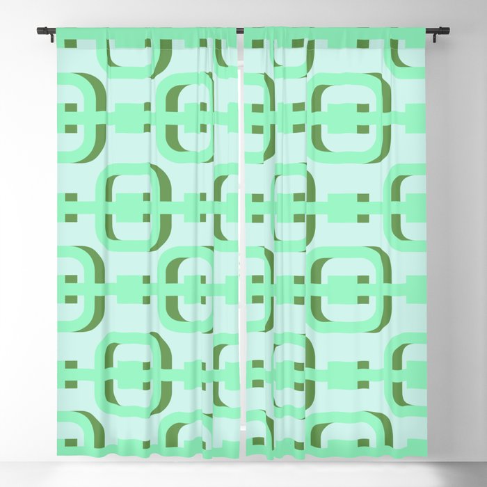 Green 3D Squares Abstract Pattern Blackout Curtain