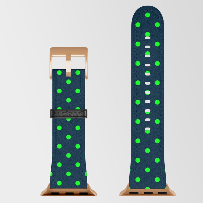 Mini Navy and Neon Lime Green Polka Dots Apple Watch Band by