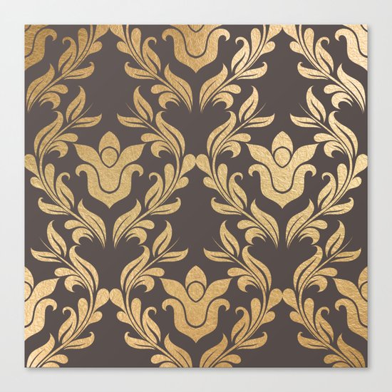 Gold swirls damask #6 Canvas Print
