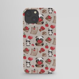 Cute Panda Bear Valentine's Day Pattern iPhone Case