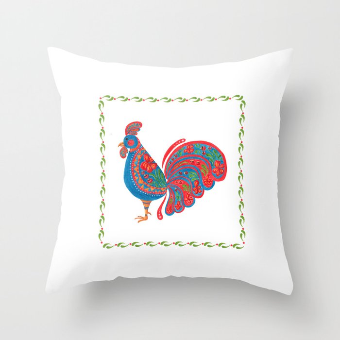 The Blue Roosters Throw Pillow