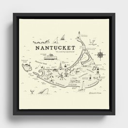 Nantucket Map Framed Canvas