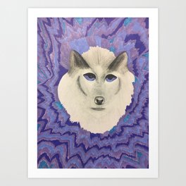 Wolf with Purple eyes Art Print