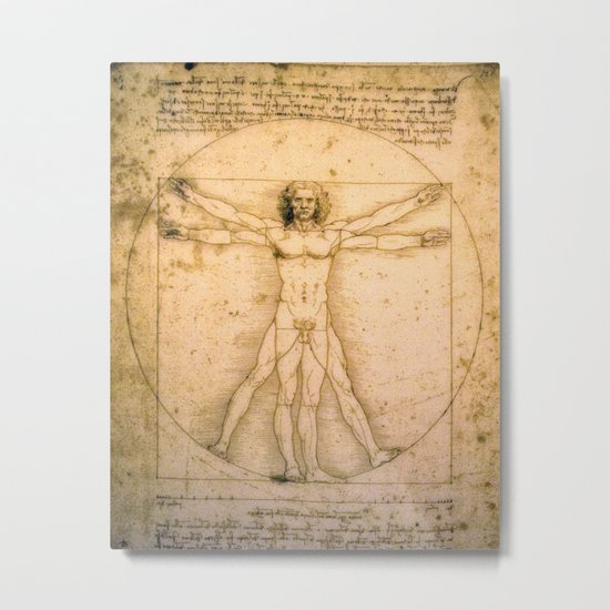 Vitruvian Man by Leonardo da Vinci Metal Print by palazzoartgallery ...