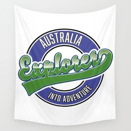 Australia explorer into adventure logo. Wall Tapestry