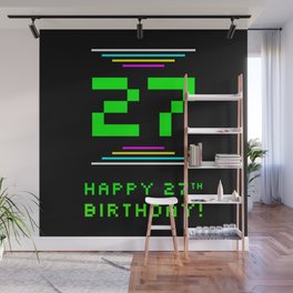 [ Thumbnail: 27th Birthday - Nerdy Geeky Pixelated 8-Bit Computing Graphics Inspired Look Wall Mural ]