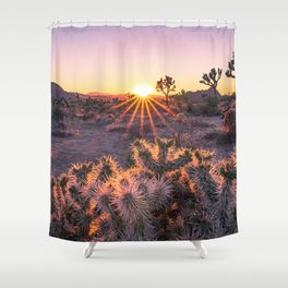 Joshua Tree Cholla Cactus Sunset Shower Curtain