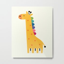 Giraffe Piano Metal Print | Drawing, Rainbow, Piano, Music, Children, Digital, Life, Love, Graphic, Concept 