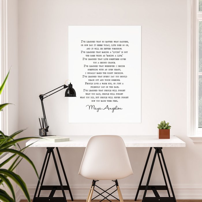 Maya Angelou Framed Poster When Someone Shows You Who They Are Black History Quote