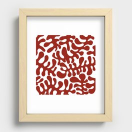 Red Matisse cut outs seaweed pattern on white background Recessed Framed Print