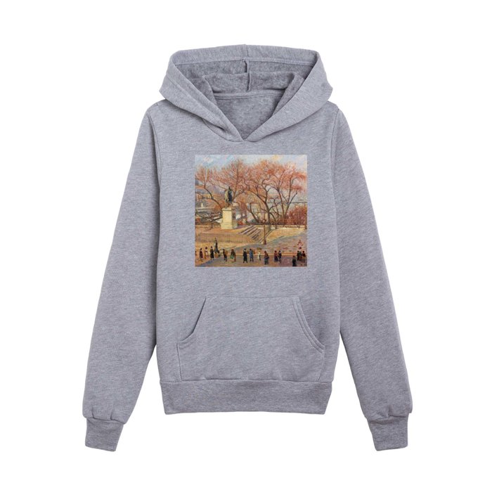 Camille Pissarro "Statue of Henry IV, morning, sun" Kids Pullover Hoodie