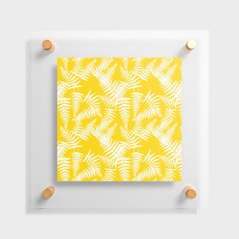 Yellow And White Fern Leaf Pattern Floating Acrylic Print