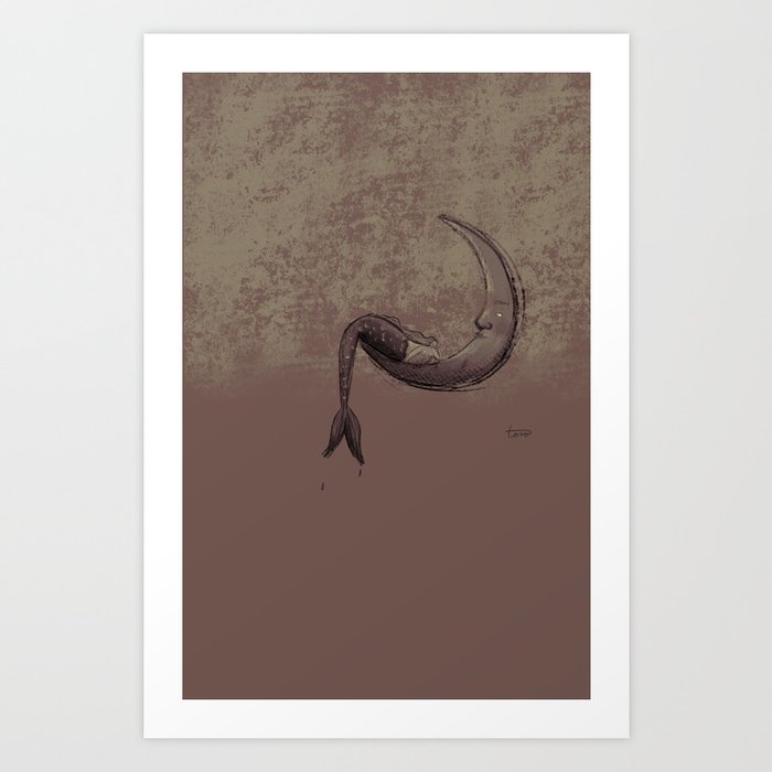 La luna y la sirena Art Print