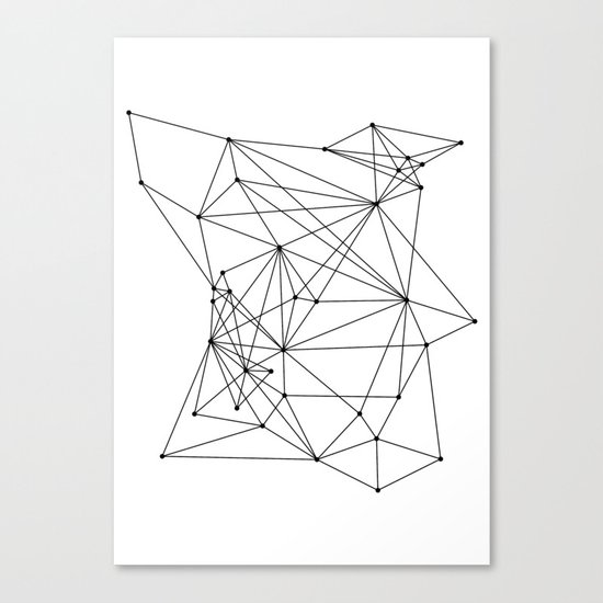 White Geometric Dots and Lines Canvas Print