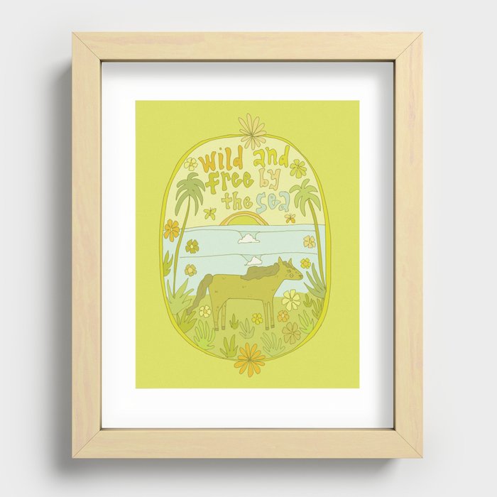 wild horses by the sea // retro surf art by surfy birdy Recessed Framed Print