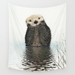 Painted Otter Reflections Wall Tapestry