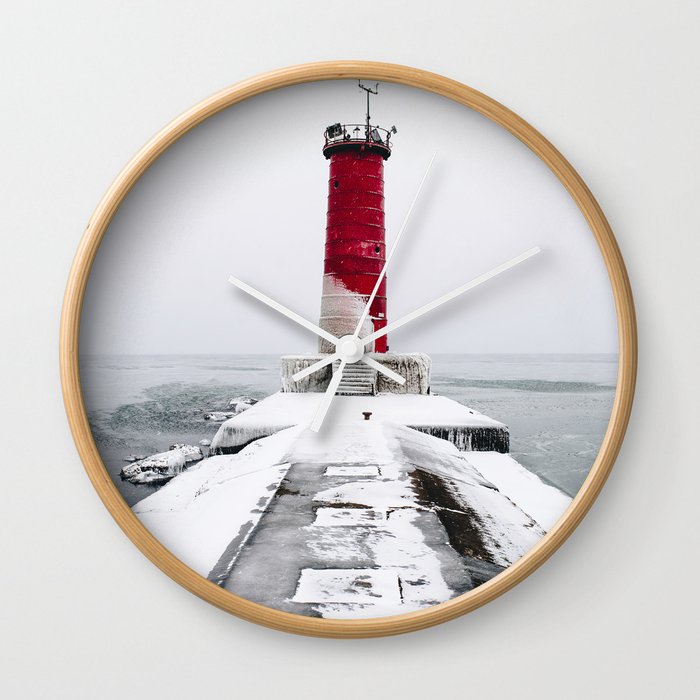 The Red Lighthouse Wall Clock