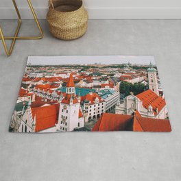 Hues Line is it Anyway? | Munich, Germany Rug | Germany, Bavarian, Digital, Culture, Travel, Town, Rooves, Birdseye, View, Roof 