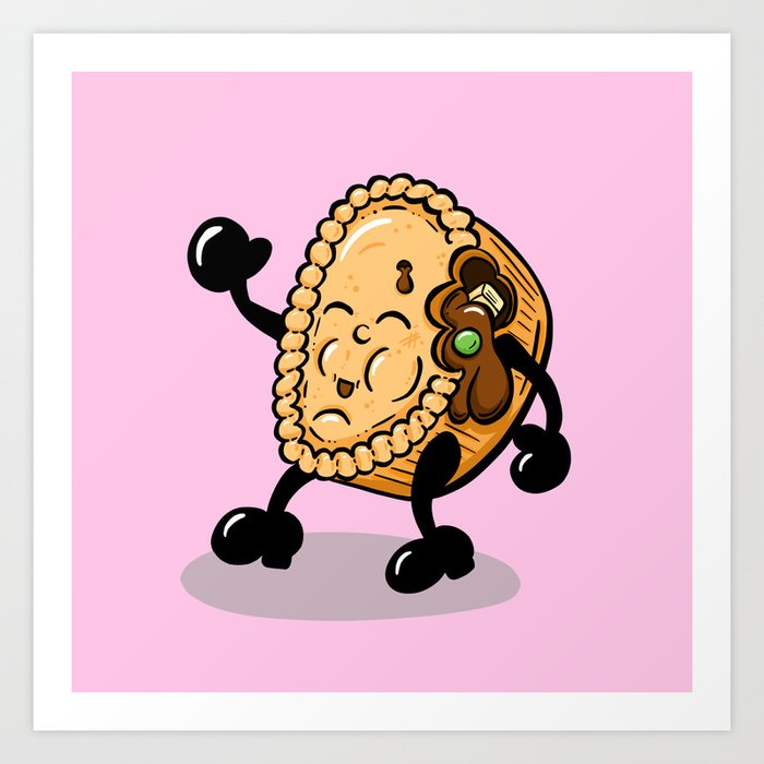Mr Chicken and Gravy Pie Cartoon  Art Print
