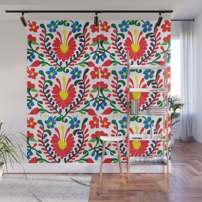 Red Mexican Flower Wall Mural
