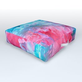 coloured peonies pink-blue Outdoor Floor Cushion