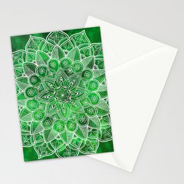 Green Mandala Floral Henna Tattoo Inspired Stationery Card