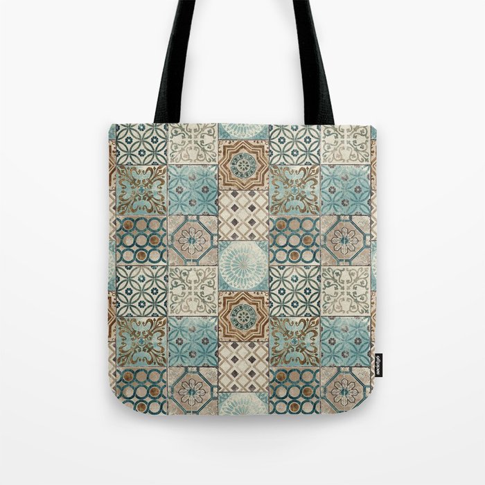 N113 - Vintage Antique Traditional Moroccan Tiles Style Artwork. Tote ...