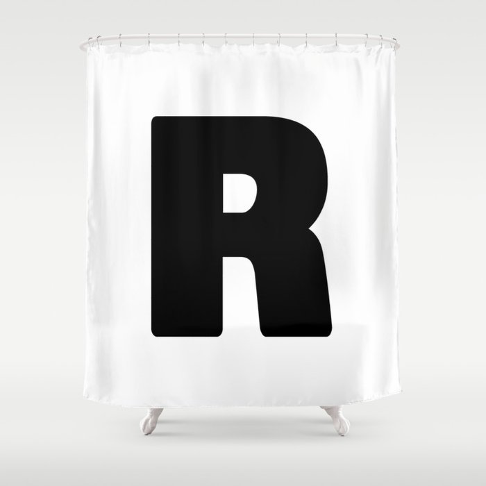 R (Black & White Letter) Shower Curtain