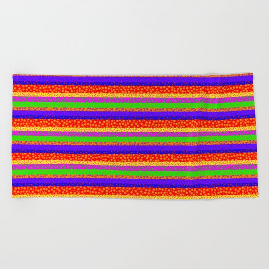 Bubbly Rainbow Striped Pattern Beach Towel