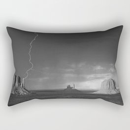 Thunder and lightening in Monument Valley Arizona-Utah border, towering sandstone buttes of Navajo Tribal Park wonders of nature black and white photography - photograph - photographs Rectangular Pillow