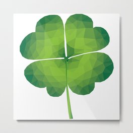 Four-Leaf Clover Low Poly Metal Print | Low Poly, Patterns, Goodluck, Geometric, Goodluckcharm, Lucky, Stpatricksday, Luckycharm, Graphicdesign, Nature 