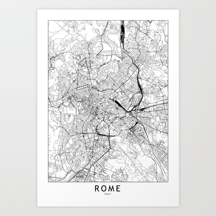 Rome White Map Art Print By Multiplicity Society6