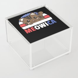 Cat For The Fourth Of July Usa Flag Meowica Acrylic Box
