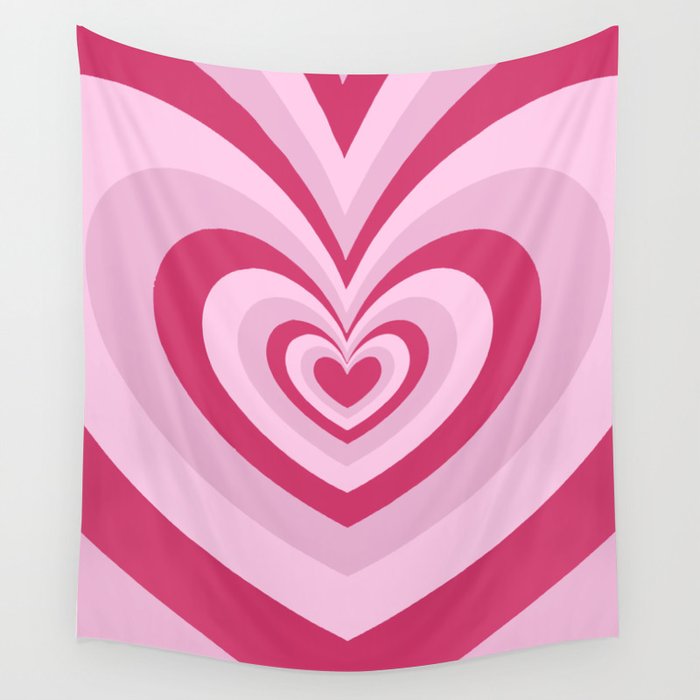 Valentines Beating Hearts (Pink + Red) Wall Tapestry