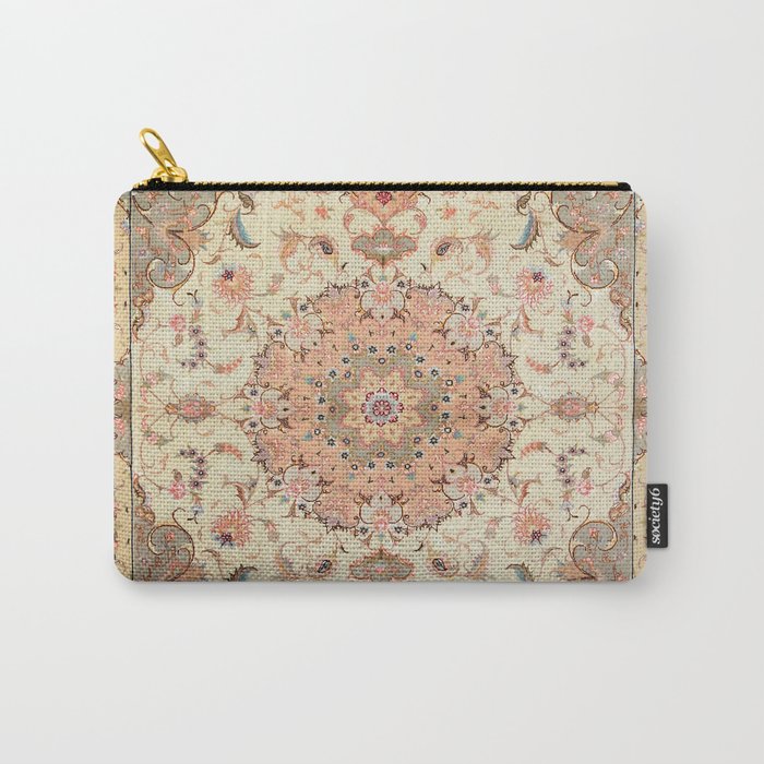 North-West Persia Tabriz Old Century Authentic Colorful Blush Peach Peachy Vintage Patterns Carry-All Pouch