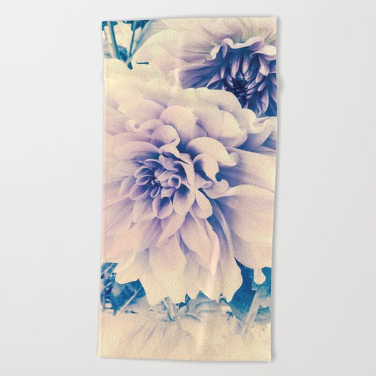 Delicate Beauty (Vintage Blue Lavender Dahlias) Beach Towel