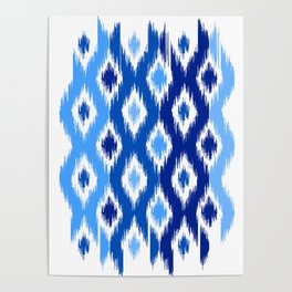 IKAT pattern, indigo blue and white, 02 Poster