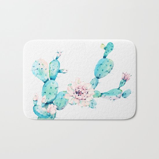 Desert Cactus Rose Bath Mat