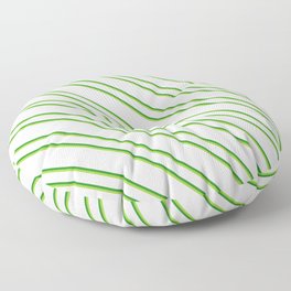 [ Thumbnail: Mint Cream, Forest Green, and Green Colored Striped/Lined Pattern Floor Pillow ]