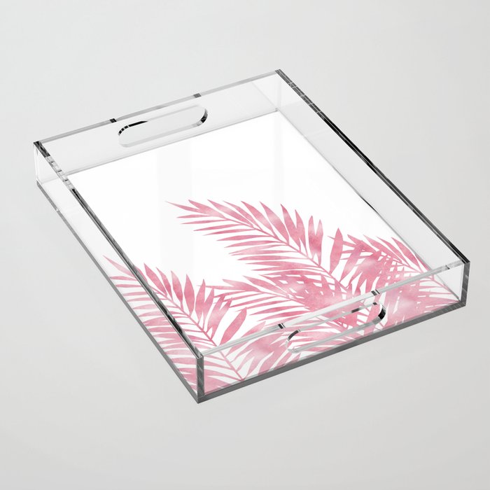 Palm Leaves Pink Acrylic Tray