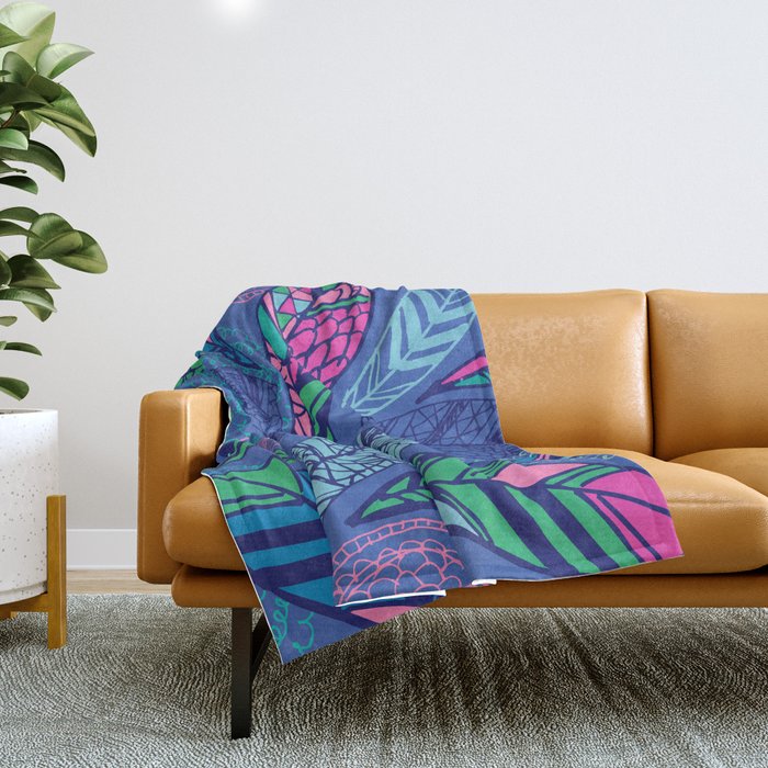 Feather Doodle Throw Blanket