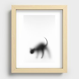 Shadow silhouette of cat behind frosted glass Recessed Framed Print
