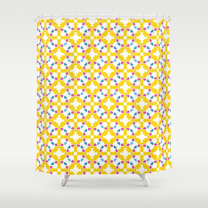 Geometric Retro Circle Mosaic Shapes Seamless Pattern Shower Curtain By Limolida