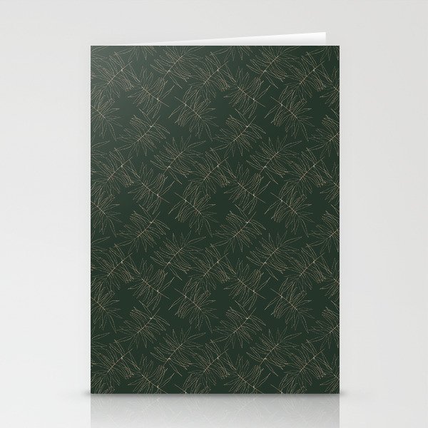Elegant Green Gold Palm Leaves Pattern Stationery Cards