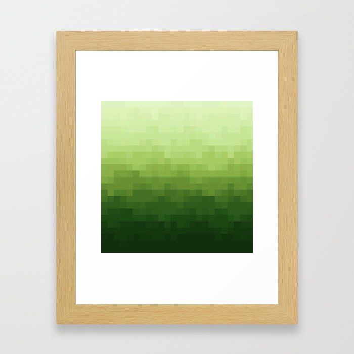Gradient Pixel Green Framed Art Print