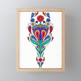 Scandinavian Style Folk Art Flower Pattern Framed Mini Art Print