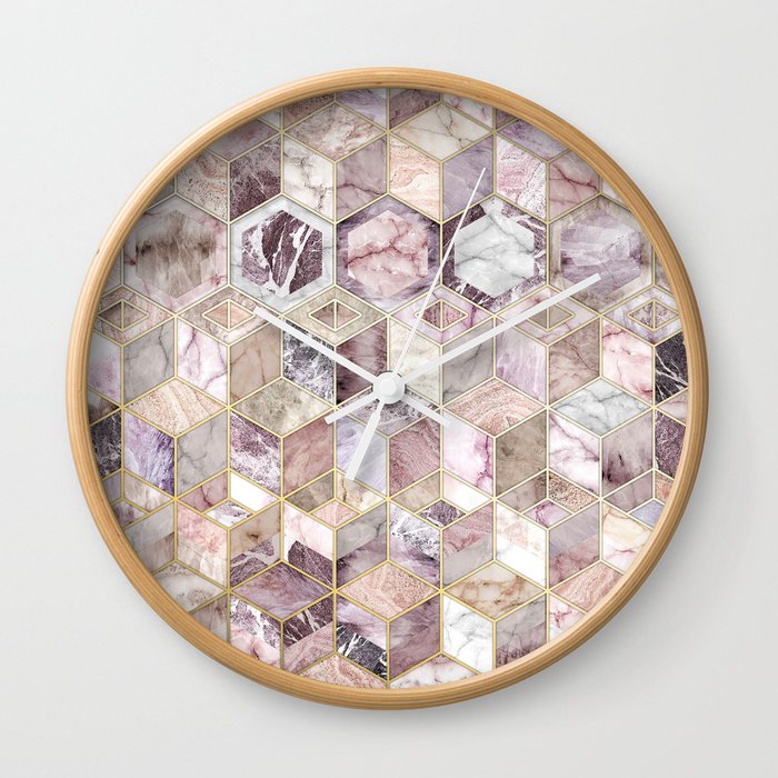 Blush Quartz Honeycomb Wall Clock