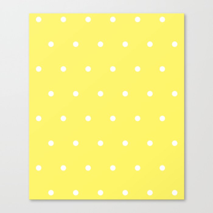 Yellow Pastel With White Polka Dots Pattern Canvas Print